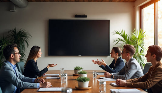 Conference room comparison of LCD and AMOLED screen performance