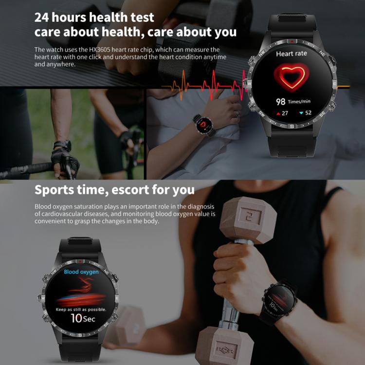 HAMTOD 1.6 inch Waterproof Smart Watch, Support Bluetooth Call / Heart Rate / Blood Oxygen Monitoring / NFC (Black) - free shipping - PMC Jewellery - Order now!