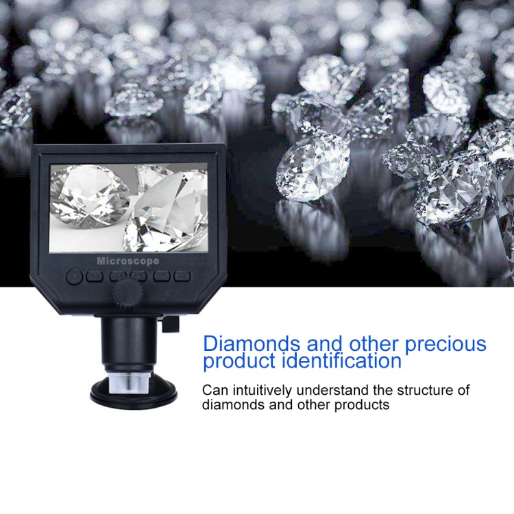 G600 600X 3.6MP 4.3 inch HD LCD Display USB Charging Portable Digital Microscope with LED Light, Support Micro SD Card(64GB Max), US Plug, AC 100-240V - free shipping - PMC TechLife - Order now!
