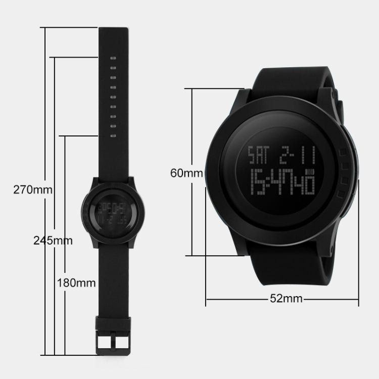 SKMEI 1142 Multifunctional Men Outdoor Sports Noctilucent Water-resistant Silica Gel Digital Watch (Black)