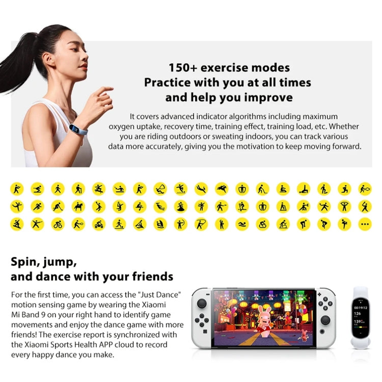Original Xiaomi Smart Band 9 1.62 inch AMOLED Screen 5ATM Waterproof Smart Watch, Support Blood Oxygen / Heart Rate Monitor (Black) - free shipping - PMC Jewellery - Order now!