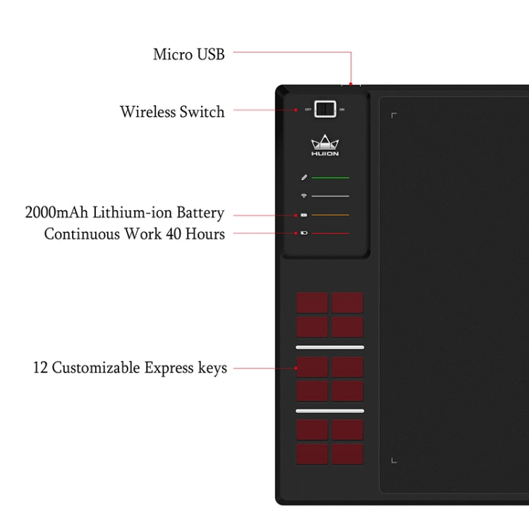 HUION Inspiroy Series WH1409(8192) 5080LPI Professional Art USB Graphics Drawing Tablet for Windows / Mac OS, with Digital Pen - free shipping - PMC Jewellery - Order now!