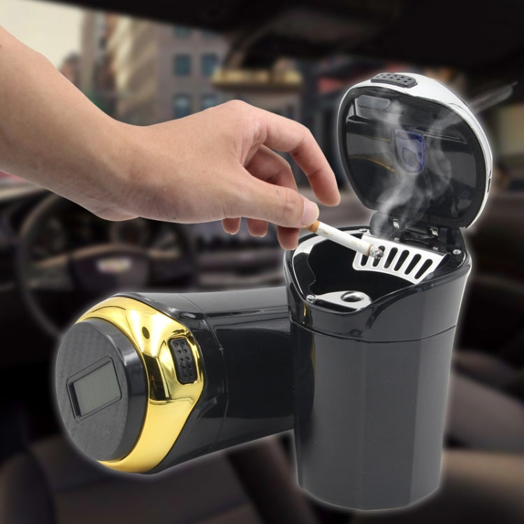 N12B Car Creative Ashtray Solar Power With Light And Cover Car Supplies (Silver) - Ashtrays by PMC TechLife | Online Shopping South Africa | PMC TechLife | Buy Now Pay Later Mobicred