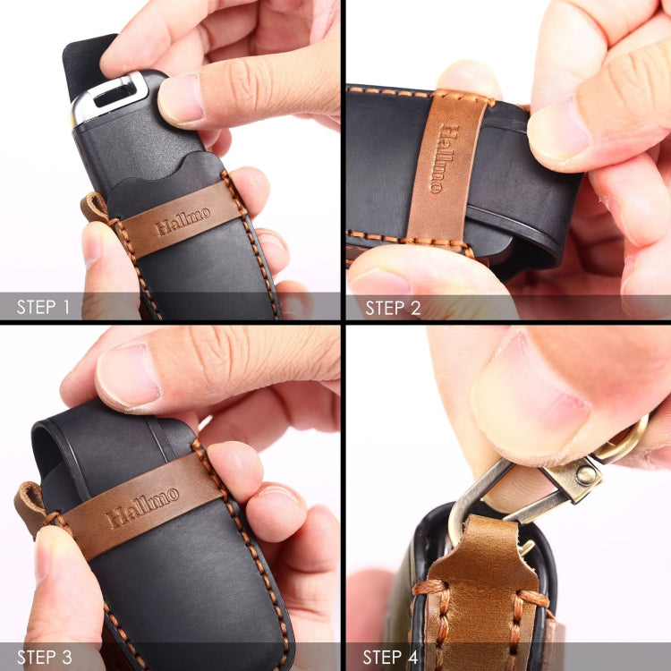 For Nissan Teana / Ariya 4-button Start Hallmo Car Cowhide Leather Key Protective Cover Key Case(Brown)