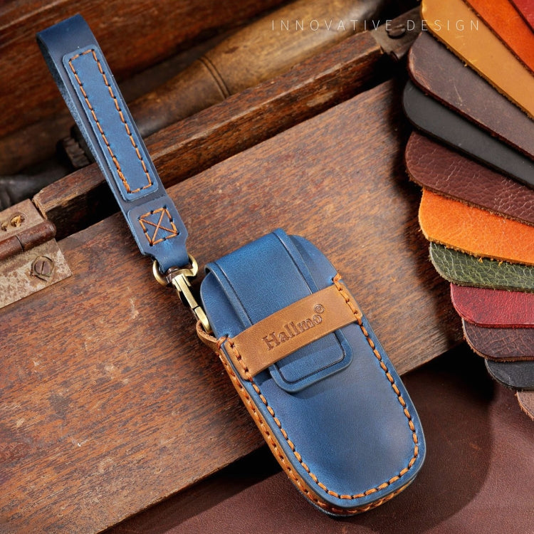 For Nissan Teana / Ariya 5-button Start Hallmo Car Cowhide Leather Key Protective Cover Key Case(Brown)