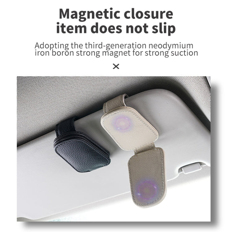 Car Sun Visor Glasses Clip Multi-functional Card Storage Bracket (Beige)