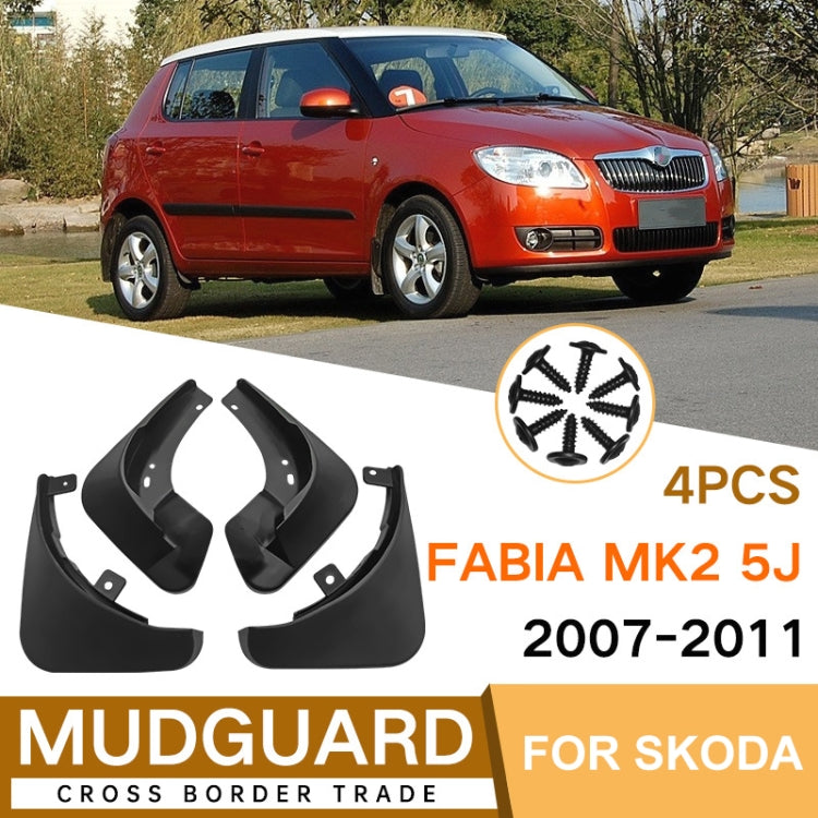 For Skoda Fabia MK2 5J 2007-2011 4pcs/Set Car Auto Soft Plastic Splash Flaps Fender Guard