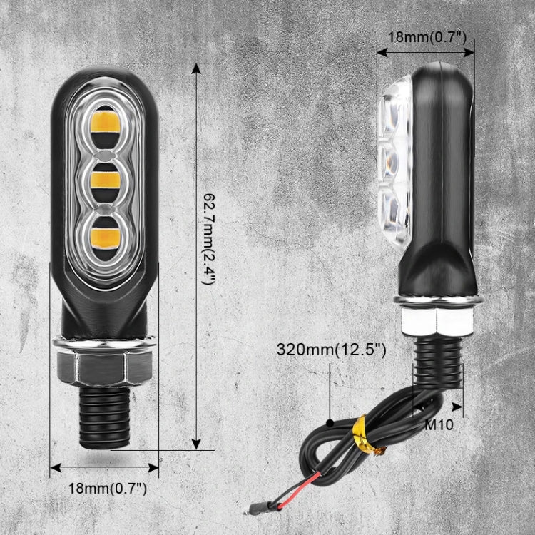 2pcs 12V 3LEDs Motorcycle Mini Water Turn Signal Light (Yellow) - Signal Lights by PMC Jewellery | Online Shopping South Africa | PMC Jewellery | Buy Now Pay Later Mobicred