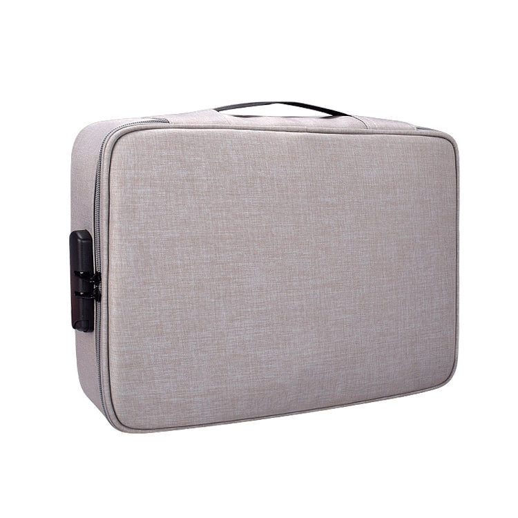 ZJ02 Water-resistant Polyester Multi-layer Document Storage Bag Laptop Bag for All Sizes of Laptops, with Password Lock(Grey)