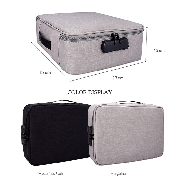 ZJ02 Water-resistant Polyester Multi-layer Document Storage Bag Laptop Bag for All Sizes of Laptops, with Password Lock(Grey)