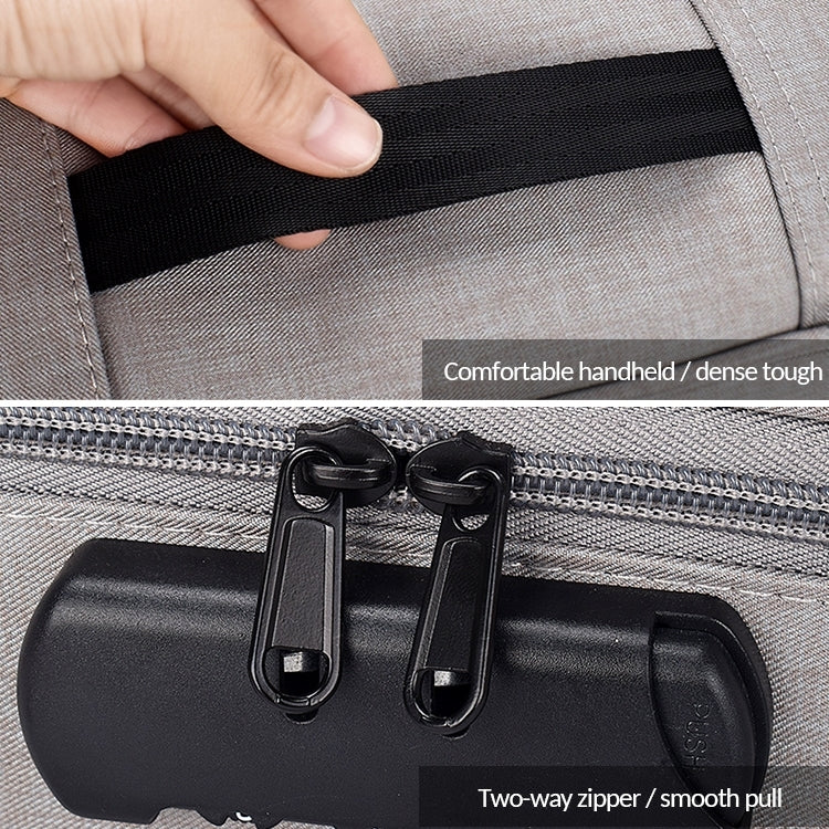ZJ02 Water-resistant Polyester Multi-layer Document Storage Bag Laptop Bag for All Sizes of Laptops, with Password Lock(Grey)