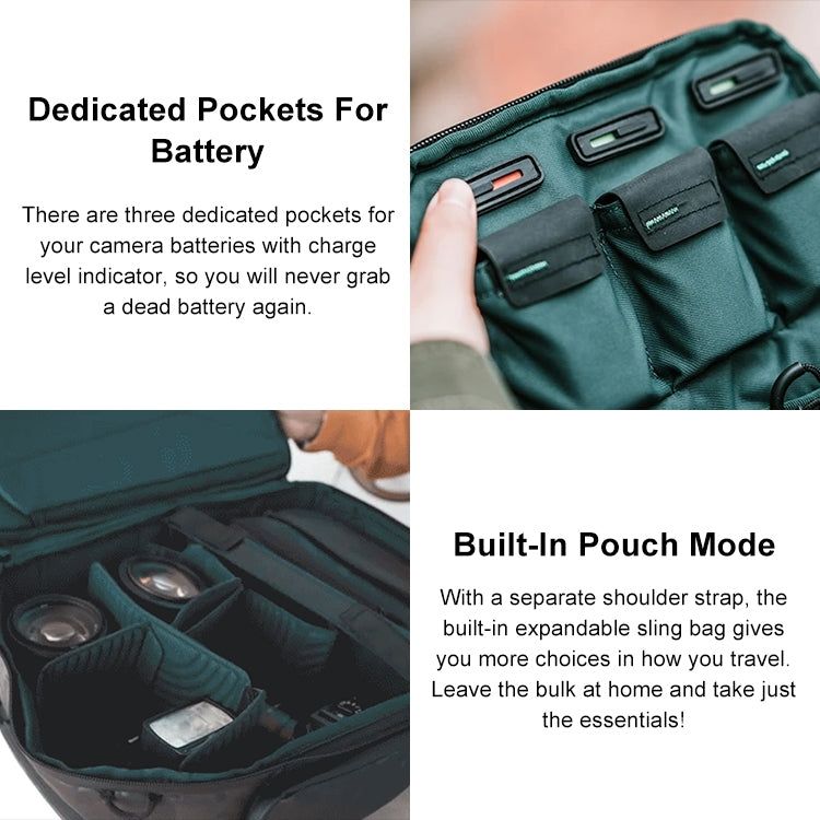 PGYTECH P-CB-020 2 in 1 Water-resistant Shockproof Outdoor Dual Shoulders Backpack + Single Shoulder Bag (Black)