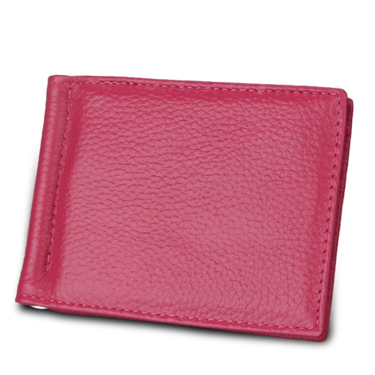 Cowhide Leather Litchi Texture Card Holder Wallet RFID Blocking Coin Purse Card Bag Protect Case with 6 Card Slots, Size: 110*82*8mm(Magenta)