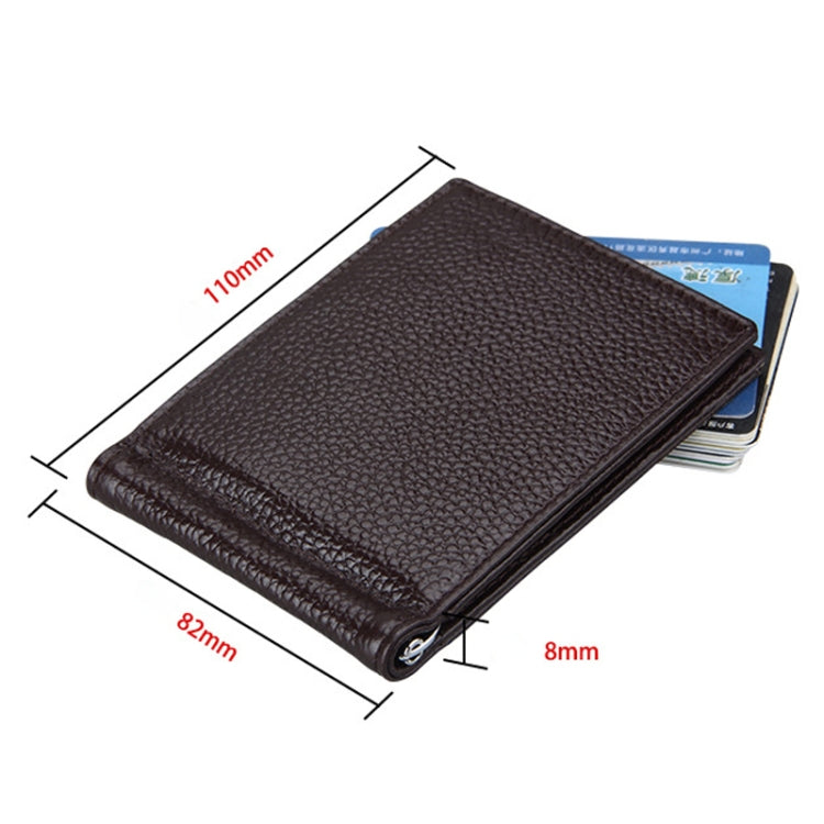 Cowhide Leather Litchi Texture Card Holder Wallet RFID Blocking Coin Purse Card Bag Protect Case with 6 Card Slots, Size: 110*82*8mm(Magenta)