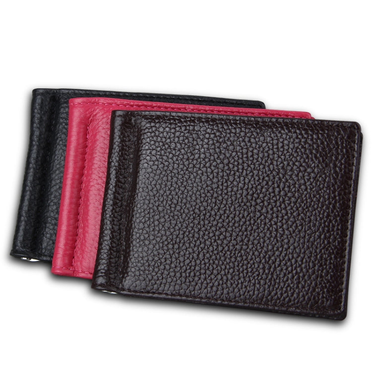 Cowhide Leather Litchi Texture Card Holder Wallet RFID Blocking Coin Purse Card Bag Protect Case with 6 Card Slots, Size: 110*82*8mm(Magenta) - free shipping - PMC Jewellery - Order now!