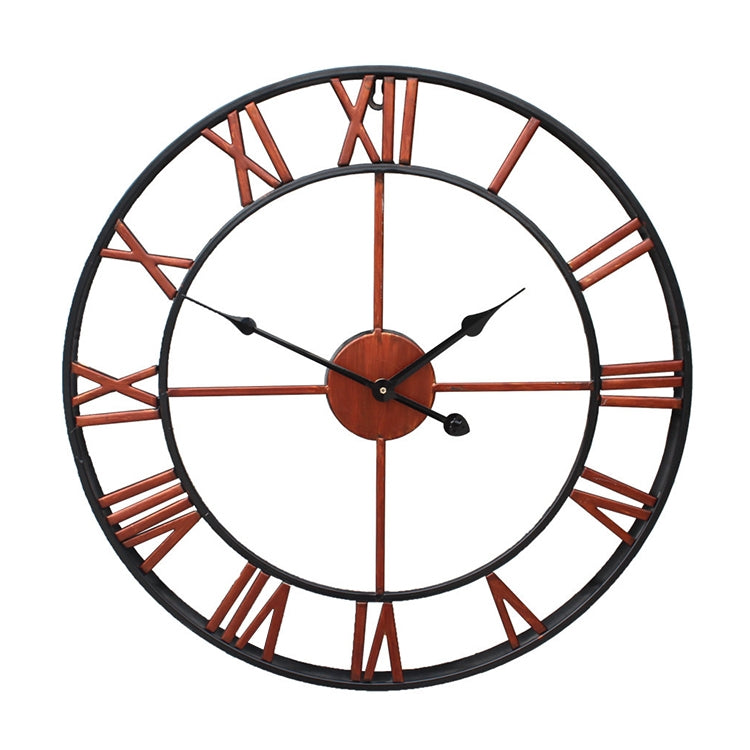 60cm Retro Living Room Iron Round Roman Numeral Mute Decorative Wall Clock (Bronze)