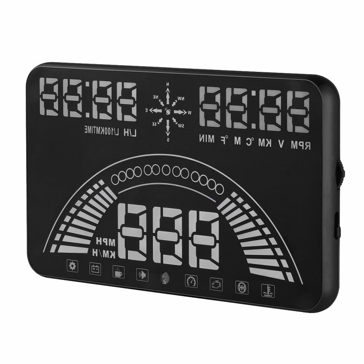 S7 5.8 inch Car GPS HUD / OBD2 Vehicle-mounted Gator Automotive Head Up Display Security System with Dual Display, Support Car Local Real Time & Real Speed & Turn Speed & Water Temperature & Oil Consu ... peed Alarm, Mile Switching, Light Sensor Functions