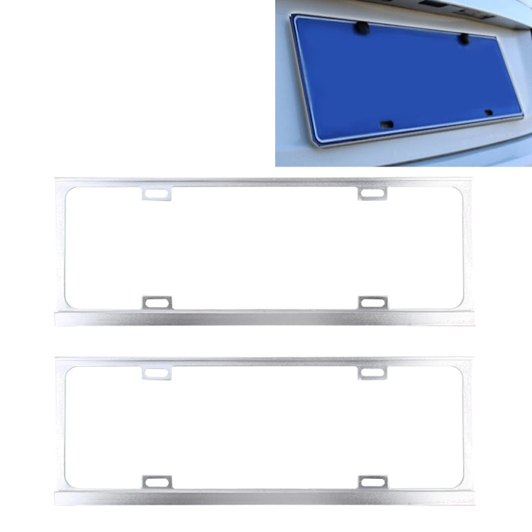 2 PCS Car License Plate Frames Car Styling License Plate Frame Magnesium Alloy Universal License Plate Holder Car Accessories(Silver)