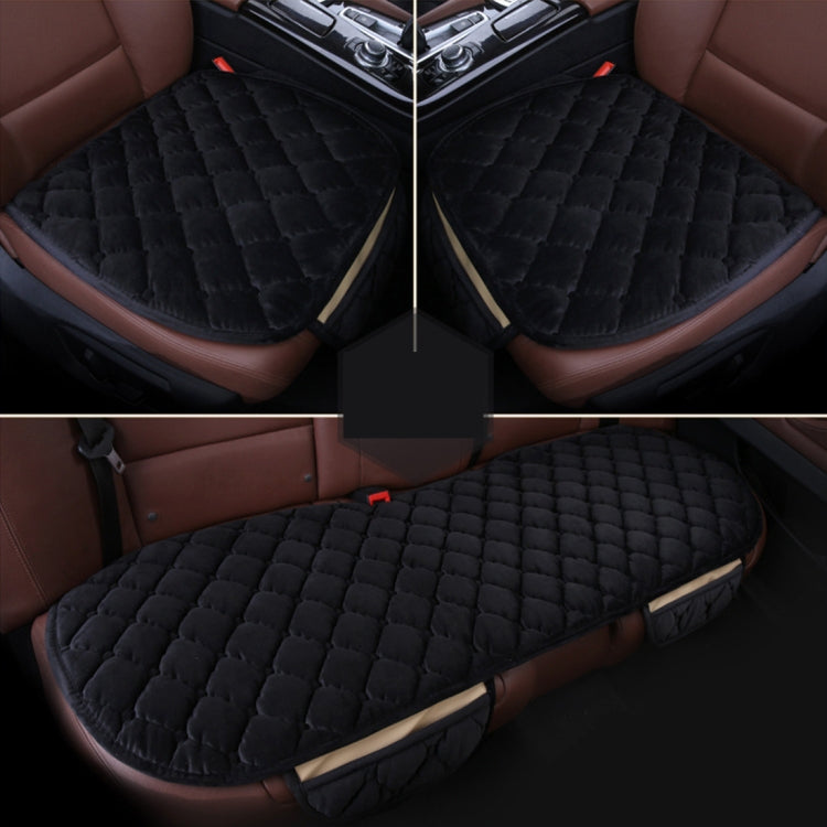3 PCS / Set Luxurious Warm Car Seat Cover Cushion Universal Front Back Seat Covers Car Non-slip Chair Pad Warm Car Mats No Back Plush Cushion(Black)
