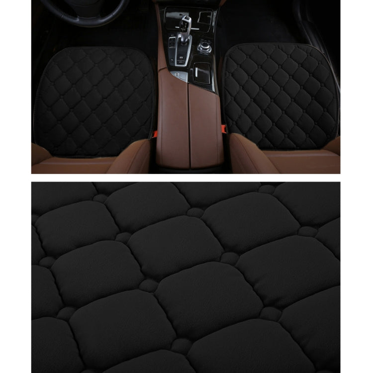3 PCS / Set Luxurious Warm Car Seat Cover Cushion Universal Front Back Seat Covers Car Non-slip Chair Pad Warm Car Mats No Back Plush Cushion(Black)
