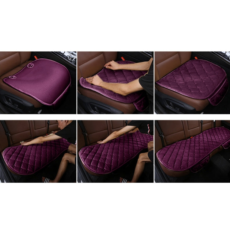 3 PCS / Set Luxurious Warm Car Seat Cover Cushion Universal Front Back Seat Covers Car Non-slip Chair Pad Warm Car Mats No Back Plush Cushion(Purple)