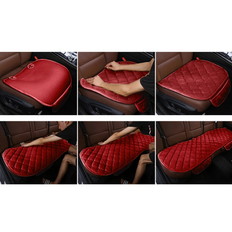 3 PCS / Set Luxurious Warm Car Seat Cover Cushion Universal Front Back Seat Covers Car Non-slip Chair Pad Warm Car Mats No Back Plush Cushion(Red)