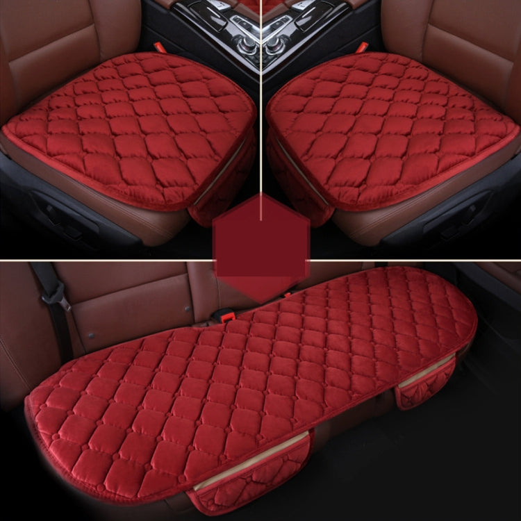 3 PCS / Set Luxurious Warm Car Seat Cover Cushion Universal Front Back Seat Covers Car Non-slip Chair Pad Warm Car Mats No Back Plush Cushion(Red) - Seat Accessories by PMC TechLife | Online Shopping South Africa | PMC TechLife | Buy Now Pay Later Mobicred
