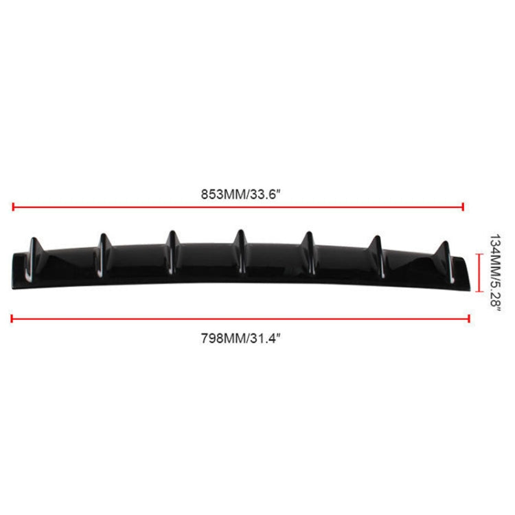 Universal Car Rear Bumper Lip Diffuser 7 Shark Fin Style Black ABS, Size: 85.0x18.0x5.0cm