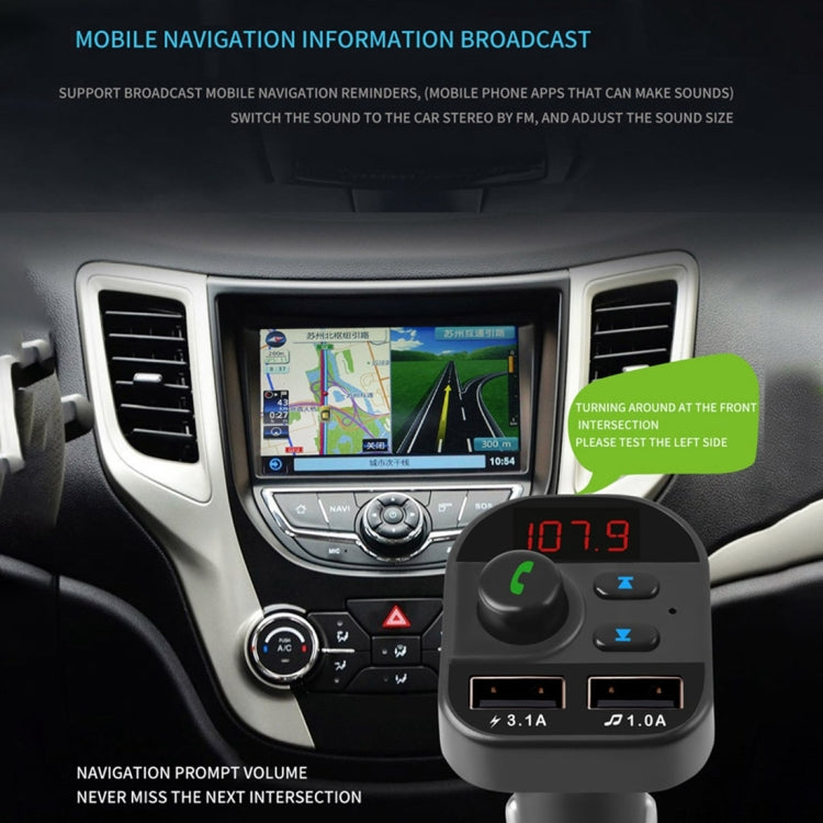 805E Dual USB Charging Bluetooth FM Transmitter MP3 Music Player Car Kit, Support Hands-Free Call & Read TF Card / U Disk Music(Black)