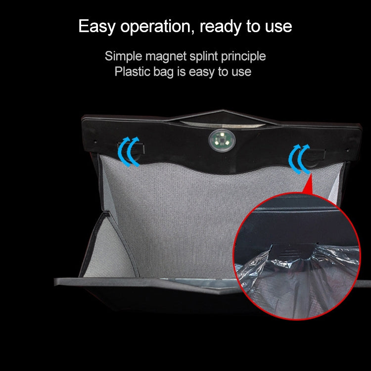 Car Multifunctional LED Design Hanging Folding Garbage Bin Storage Box (Black)