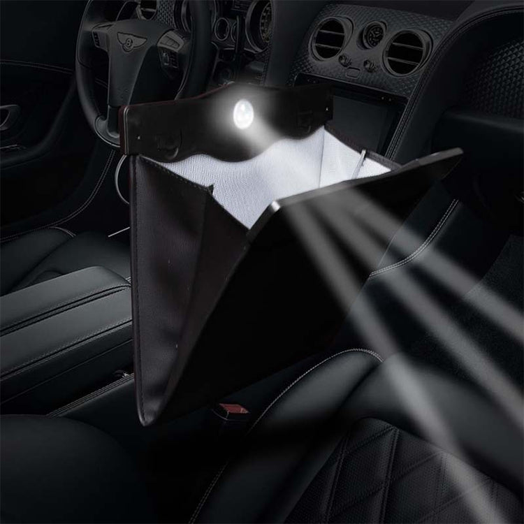 Car Multifunctional LED Design Hanging Folding Garbage Bin Storage Box (Brown)