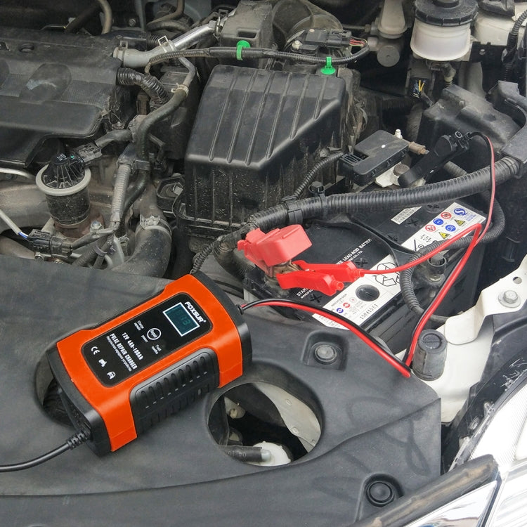 FOXSUR 12V 6A Intelligent Universal Battery Charger for Car Motorcycle, Length: 55cm, EU Plug(Red) - Battery Charger by FOXSUR | Online Shopping South Africa | PMC TechLife | Buy Now Pay Later Mobicred
