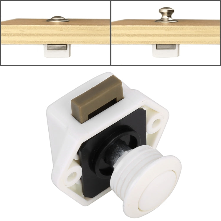 Press Type Drawer Cabinet Catch Latch Release Cupboard Door Stop Drawer Cabinet Locker for RV / Yacht / Furniture(White)