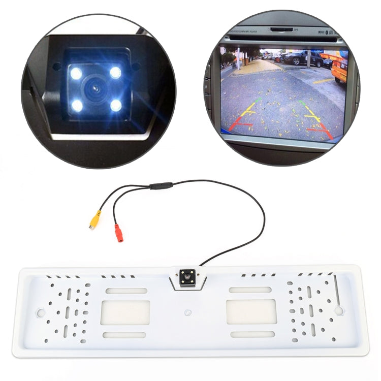 JX-9488 720x540 Effective Pixel NTSC 60HZ CMOS II Universal Water-resistant Car Rear View Backup Camera with 2W 80LM 5000K White Light 4LED Lamp, DC 12V, Wire Length: 4m(White)