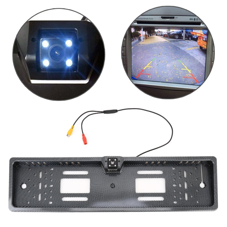 JX-9488 720x540 Effective Pixel NTSC 60HZ CMOS II Universal Water-resistant Car Carbon Fiber Rear View Backup Camera with 2W 80LM 5000K White Light 4LED Lamp, DC 12V, Wire Length: 4m