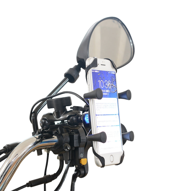 Motorcycle X Shape Aluminum Alloy Phone Bracket 5V 2.1A Phone Charger - Battery Charger by PMC TechLife | Online Shopping South Africa | PMC TechLife | Buy Now Pay Later Mobicred