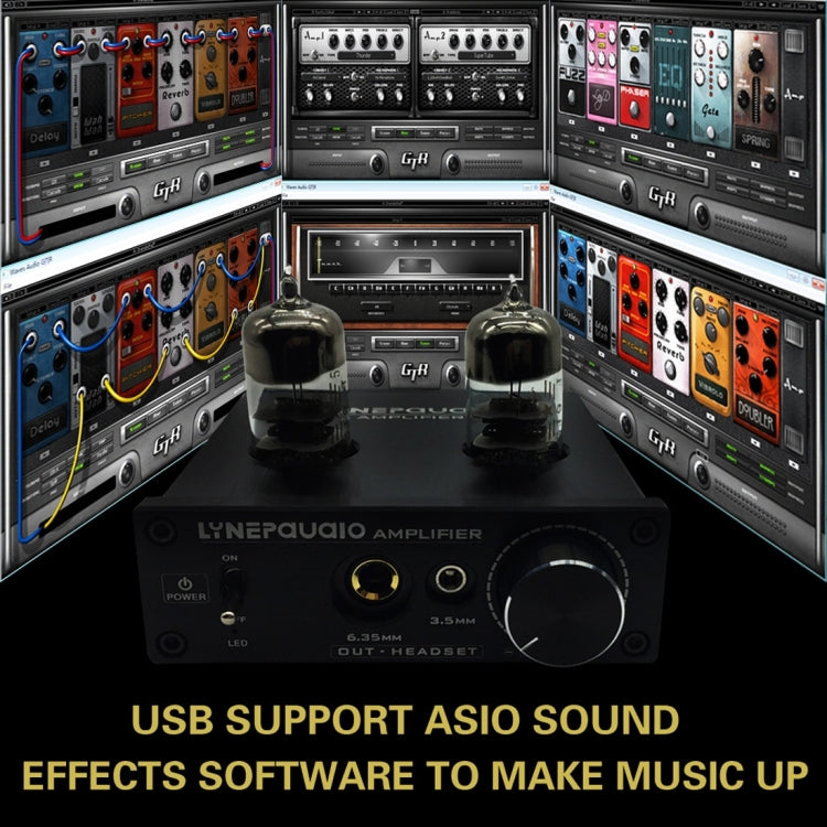 LINEPAUDIO A962 HiFi 6J9 Vacuum Tube Power Headphone Amplifier USB ASIO Sound Card(Black) - by PMC Jewellery | Online Shopping South Africa | PMC Jewellery | Buy Now Pay Later Mobicred