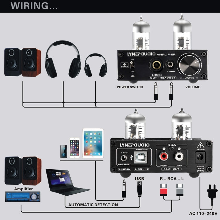 LINEPAUDIO A962 HiFi 6J9 Vacuum Tube Power Headphone Amplifier USB ASIO Sound Card(Black) - by PMC Jewellery | Online Shopping South Africa | PMC Jewellery | Buy Now Pay Later Mobicred