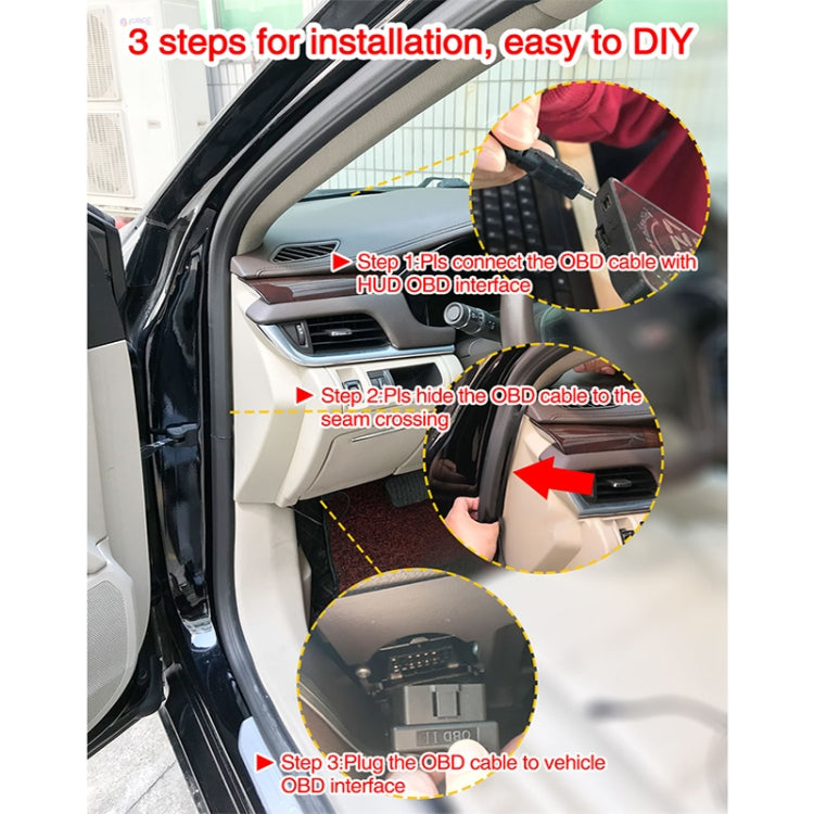D2500 OBD2+GPS 4 inch Vehicle-mounted Head Up Display Security System, Support Car Speed / Engine Revolving Speed Display / Water Temperature / Battery Voltage / Running Speed & Direction & Distance