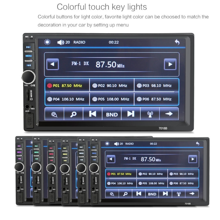 7018B 7.0 inch HD Touch Screen Dual DIN Car Radio Bluetooth Stereo MP3 / MP4 / MP5 Player with Remote Control, with Rearview Camera, 6800 Module, Support FM / TF Card / USB Flash Disk