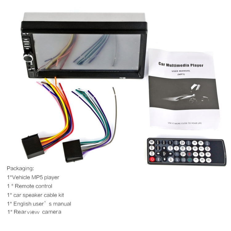 7018B 7.0 inch HD Touch Screen Dual DIN Car Radio Bluetooth Stereo MP3 / MP4 / MP5 Player with Remote Control, with Rearview Camera, 6800 Module, Support FM / TF Card / USB Flash Disk