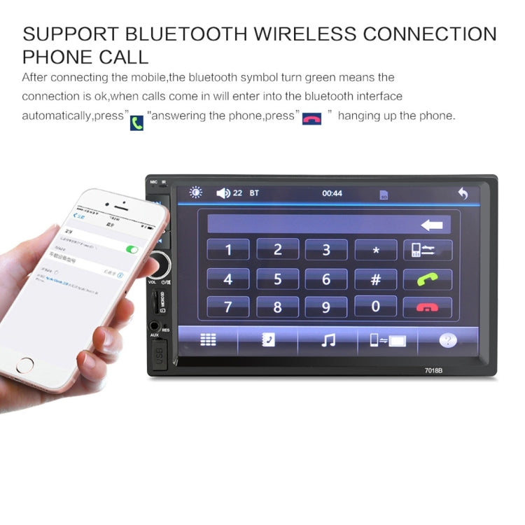7018B 7.0 inch HD Touch Screen Dual DIN Car Radio Bluetooth Stereo MP3 / MP4 / MP5 Player with Remote Control, with Rearview Camera, 6800 Module, Support FM / TF Card / USB Flash Disk