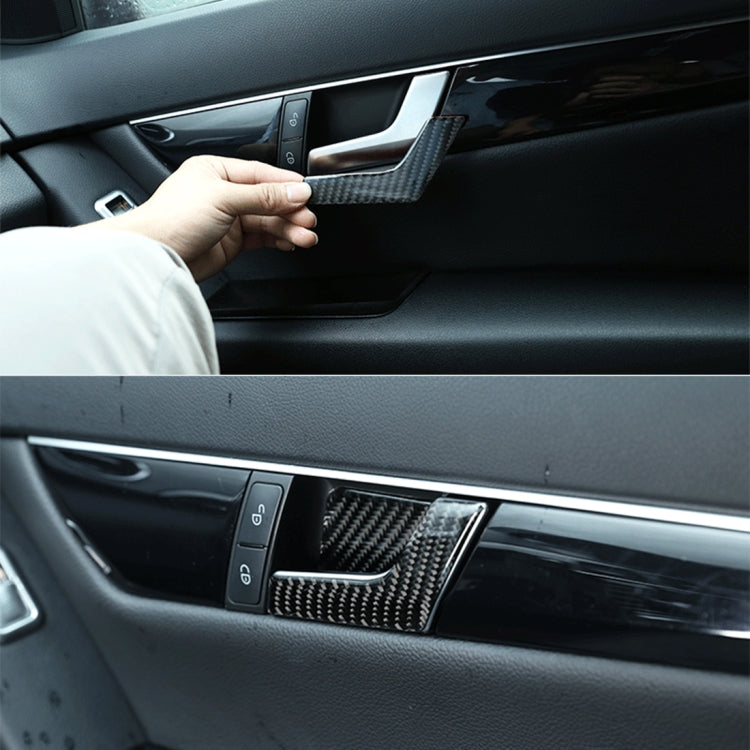 4 PCS Car Door Inner Handle Panel Carbon Fiber Decorative Sticker for Mercedes-Benz W204 2007-2013 - Car Interior Mouldings by PMC Jewellery | Online Shopping South Africa | PMC Jewellery | Buy Now Pay Later Mobicred