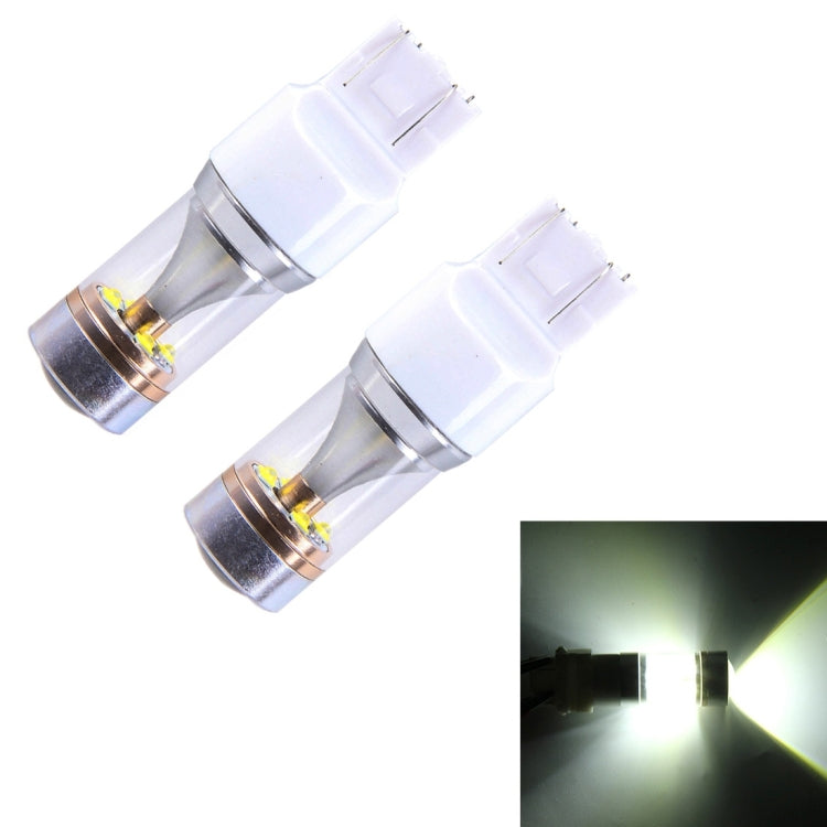 2 PCS T20/7443 350 LM 6000K Dual Wires 30W White Light 6 LED Canbus Car Brake Light Bulb, DC 12V