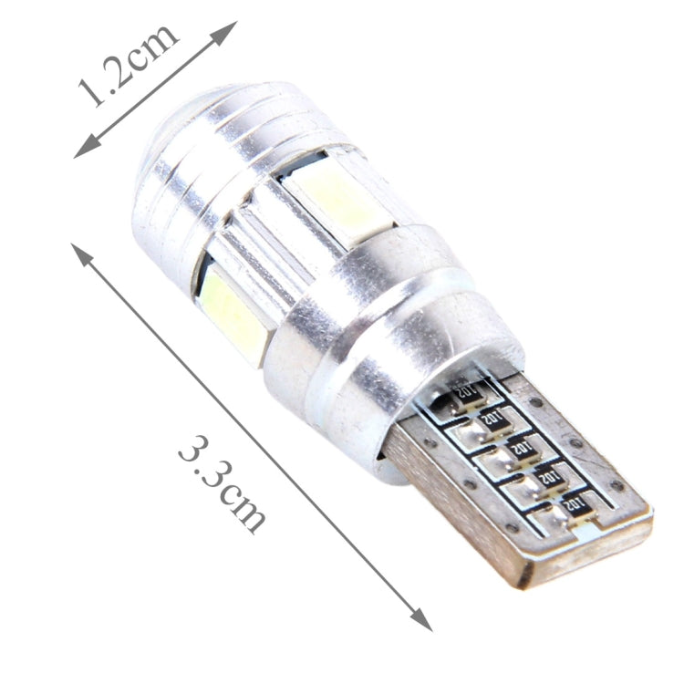 2PCS T10 3W White Light 6 SMD 5630 LED Error-Free Canbus Car Clearance Lights Lamp, DC 12V