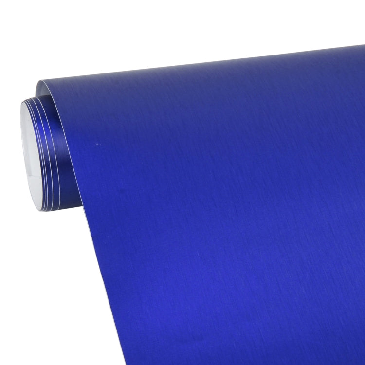 1.52 * 0.5m Water-resistant PVC Wire Drawing Brushed Chrome Vinyl Wrap Car Sticker Automobile Ice Film Stickers Car Styling Matte Brushed Car Wrap Vinyl Film (Dark Blue)
