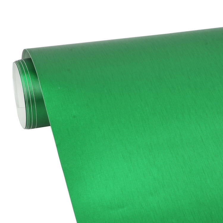 1.52 * 0.5m Water-resistant PVC Wire Drawing Brushed Chrome Vinyl Wrap Car Sticker Automobile Ice Film Stickers Car Styling Matte Brushed Car Wrap Vinyl Film (Green)
