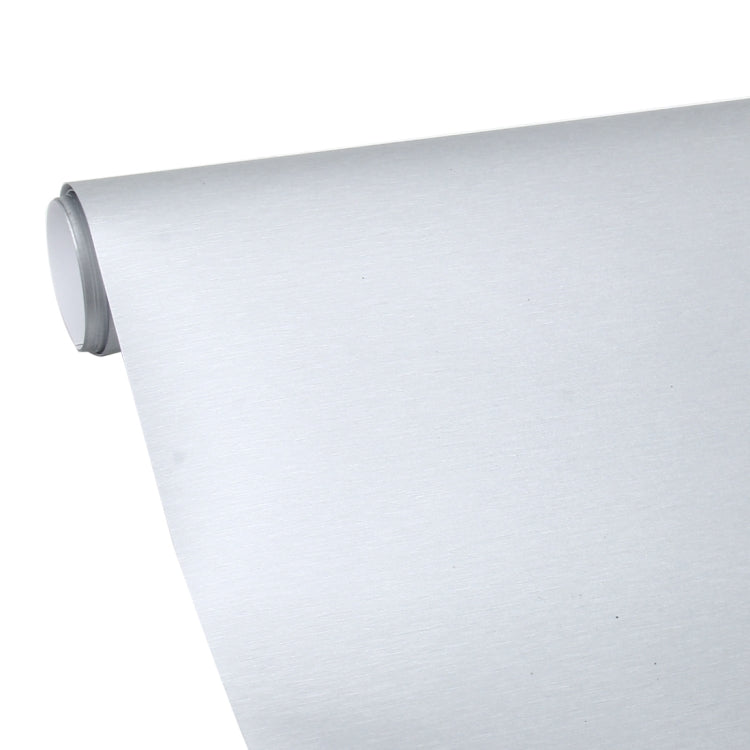 1.52 * 0.5m Water-resistant PVC Wire Drawing Brushed Chrome Vinyl Wrap Car Sticker Automobile Ice Film Stickers Car Styling Matte Brushed Car Wrap Vinyl Film (Silver)