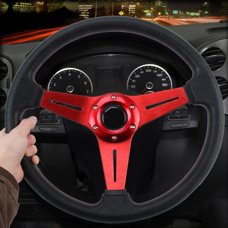 35cm PU Racing Sport Hand Wheel Car Modified Steering Wheel(Red) - Steering Wheel Accessories by PMC TechLife | Online Shopping South Africa | PMC TechLife | Buy Now Pay Later Mobicred