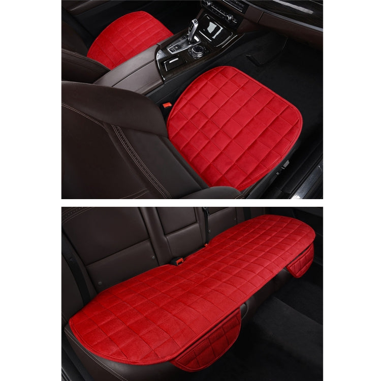 3 PCS / Set Warm Car Seat Cover Cushion Five Seats Universal Two Front Row Seat Covers and One Back Row Seat Cover Car Non-slip Chair Pad Warm Car Mats No Back Plush Cushion(Red)